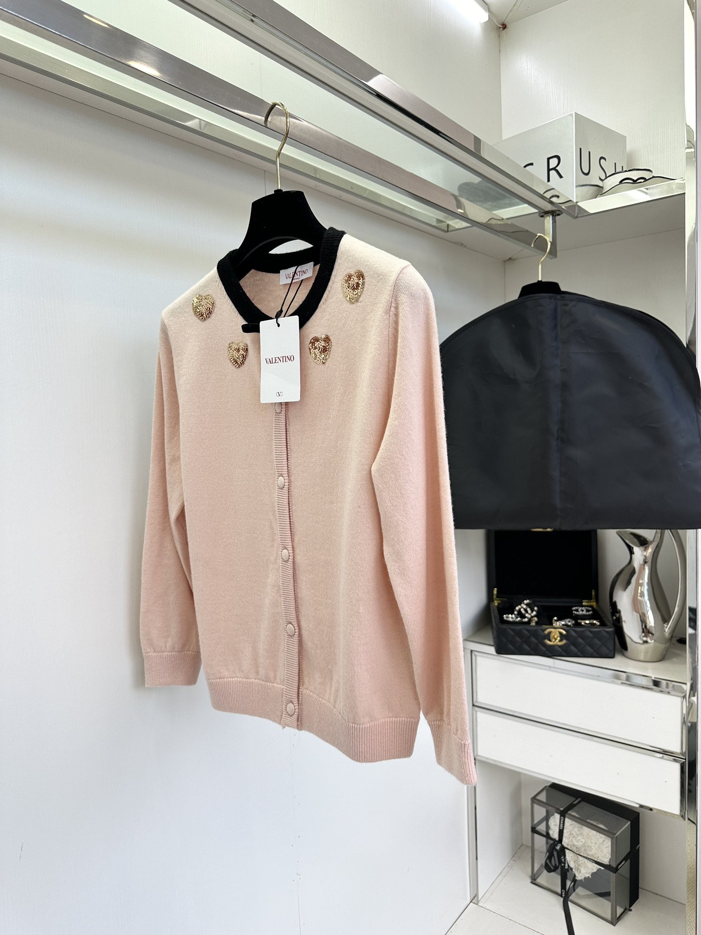 Women's Pink Wool Blend Cardigan with Butterfly and Sequin Details 4 i1756428115 1008 2