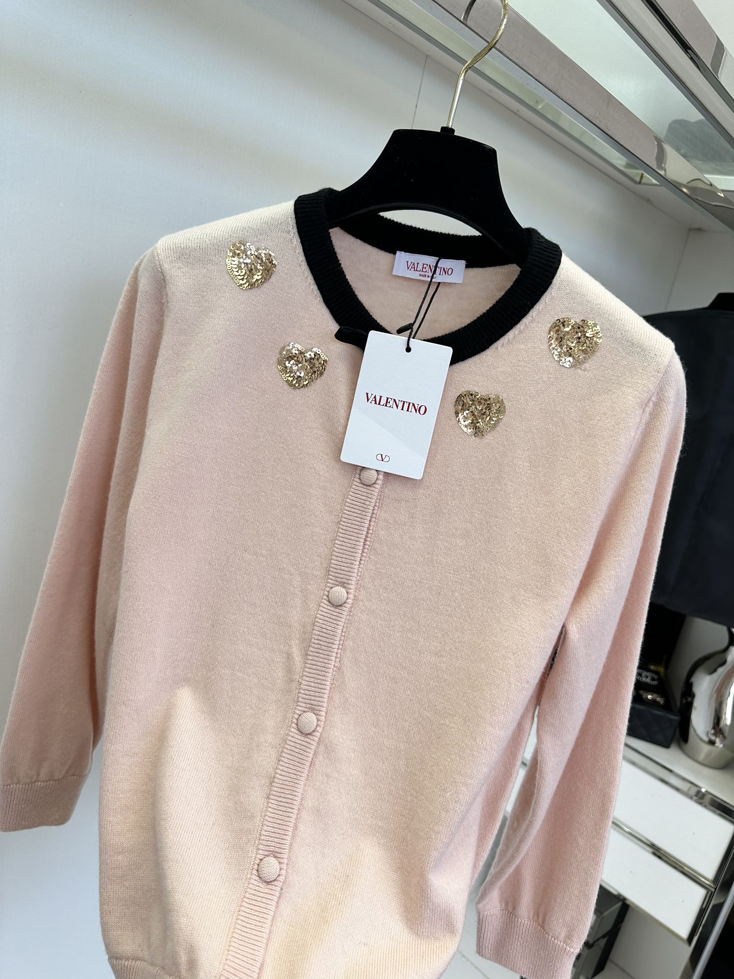 Women's Pink Wool Blend Cardigan with Butterfly and Sequin Details 5 i1756428115 9548 3