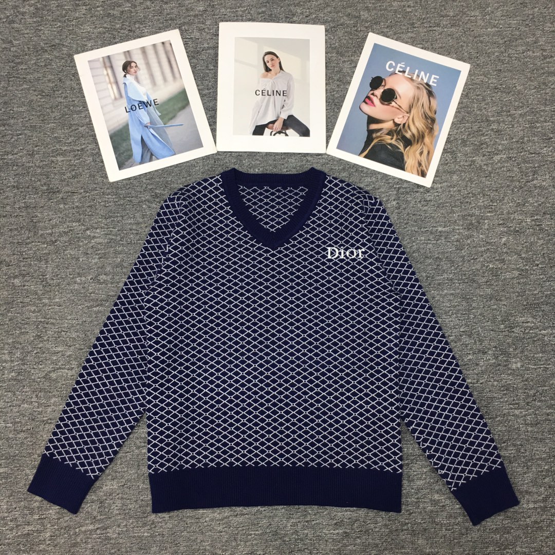 NO:481399,0220 Dijia new diamond plaid V-neck long-sleeved top SML royal blue, dior, alexander wang198609090220 迪家新款菱形格子V领长袖上衣 SML 宝蓝色,,dior,alexander wang,Women's clothing
