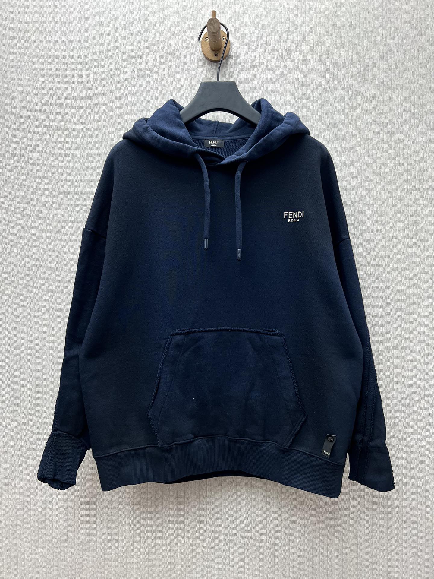 Fendi 25SS nueva sudadera de manga larga con efecto lavado degradado y logo de letras, hombre, azul, tallas: XXS, XS, S…