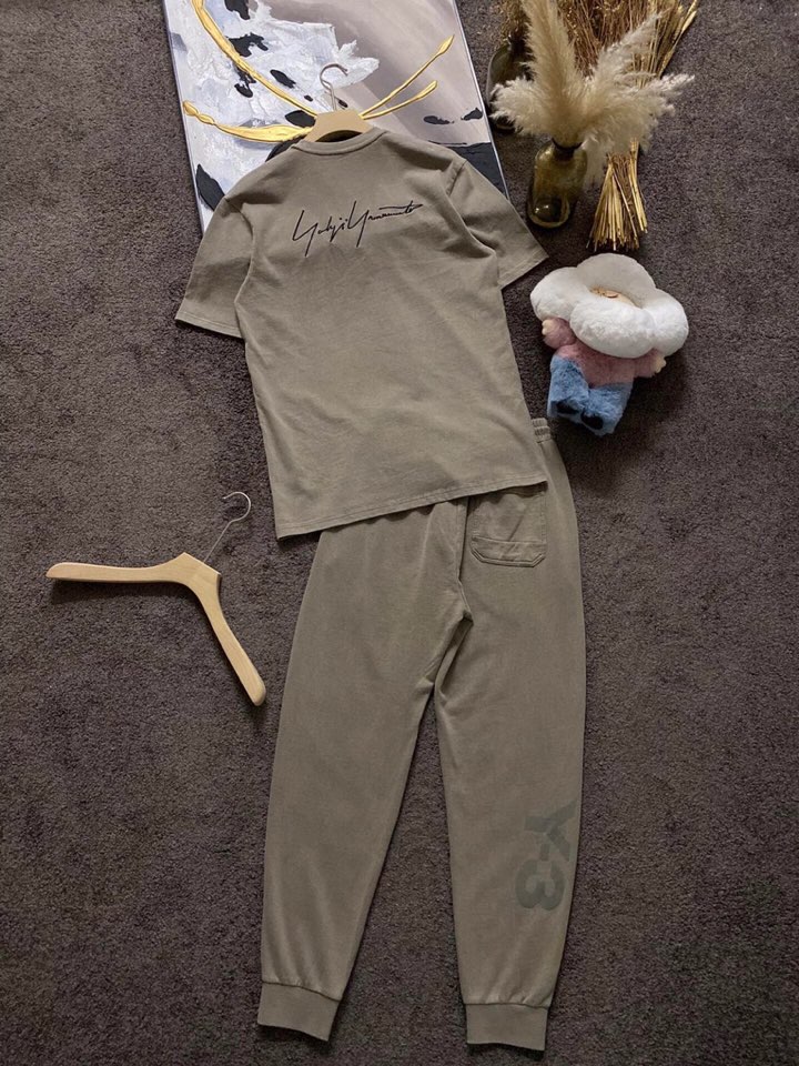 Y-3 山本耀司春夏/SS主推仿旧水洗褪色短袖圆领T恤套装，定制贵柜品质巴黎百分棉260克长绒棉面料，前