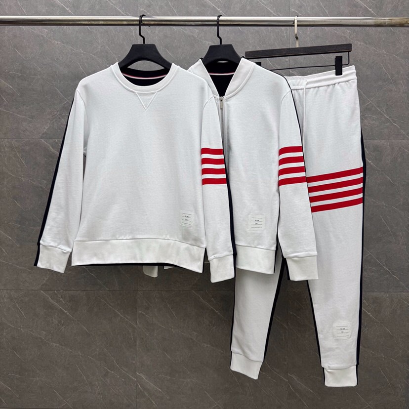 THOM BROWNE 汤姆布朗 TB新版前后拼色红四杠系列【长裤】 男女同款情侣款休闲裤，可配套装\n