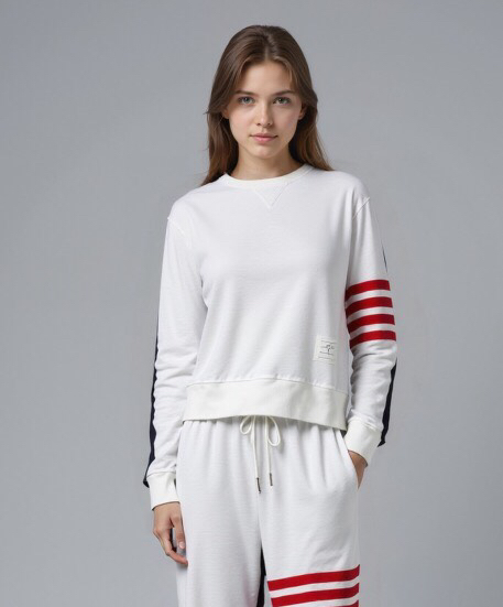 THOM BROWNE 汤姆布朗 TB新版前后拼色红四杠系列【卫衣】 男女同款情侣款圆领卫衣，可配套装\