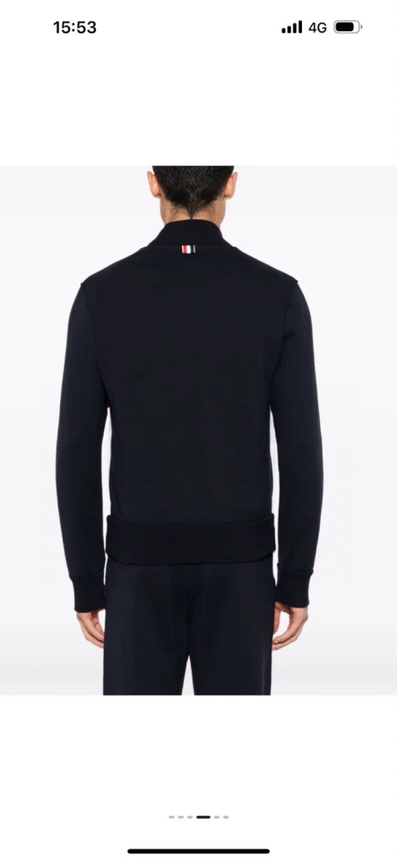 THOM BROWNE 汤姆布朗 TB新版前后拼色红四杠系列【卫外套】男女同款情侣款棒球领卫衣开衫外套 