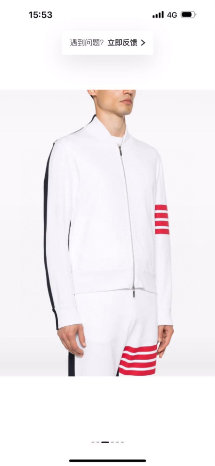 THOM BROWNE 汤姆布朗 TB新版前后拼色红四杠系列【卫外套】男女同款情侣款棒球领卫衣开衫外套 