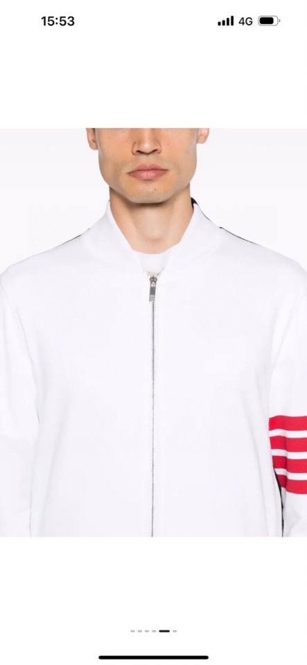 THOM BROWNE 汤姆布朗 TB新版前后拼色红四杠系列【卫外套】男女同款情侣款棒球领卫衣开衫外套 