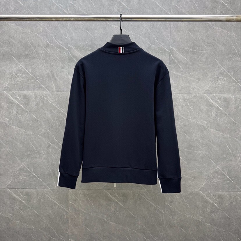 THOM BROWNE 汤姆布朗 TB新版前后拼色红四杠系列，男女同款情侣款棒球领卫衣开衫套装\n码数：