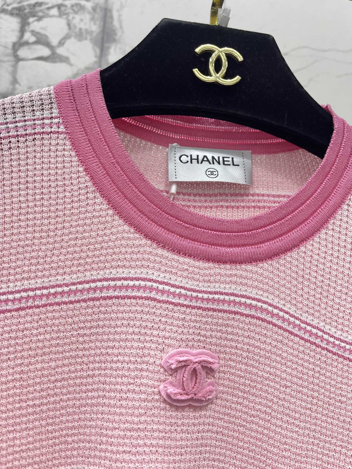 Chanel Pink Striped Knit Long Sleeve Top - Classic Style, Comfortable Fit 4 i1756522671 1592 2