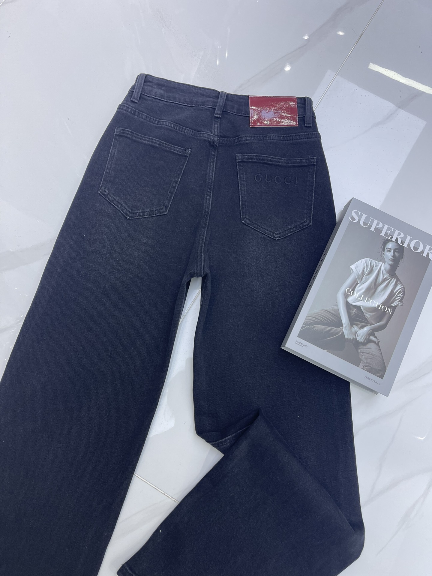 Gucci Women's Embroidered Logo High-Waisted Straight-Leg Jeans 5 i1756524471 3759 8
