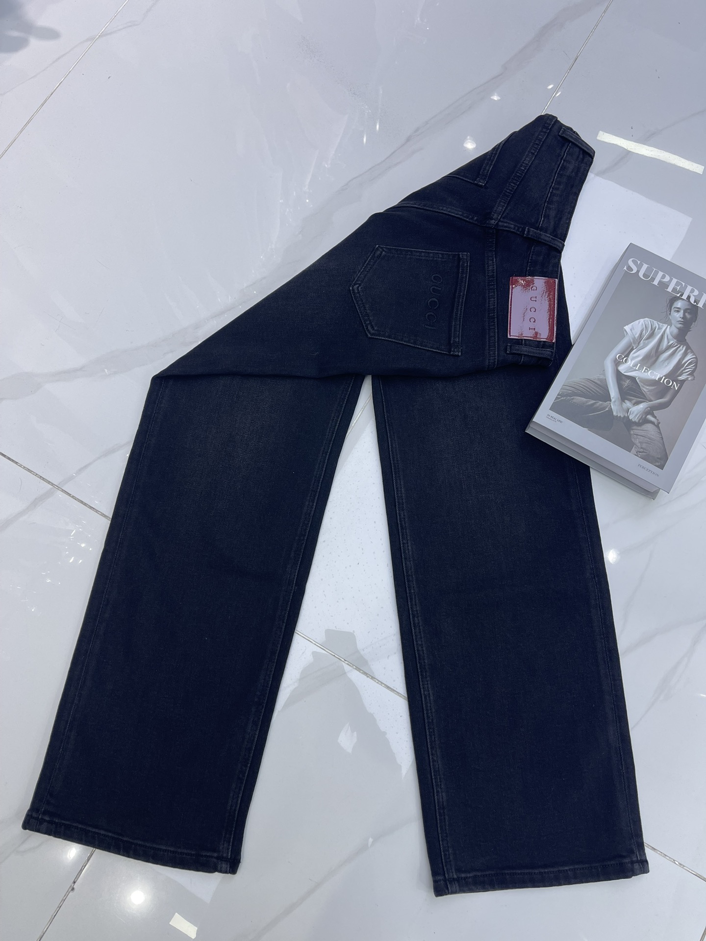 Gucci Women's Embroidered Logo High-Waisted Straight-Leg Jeans 6 i1756524471 882 5