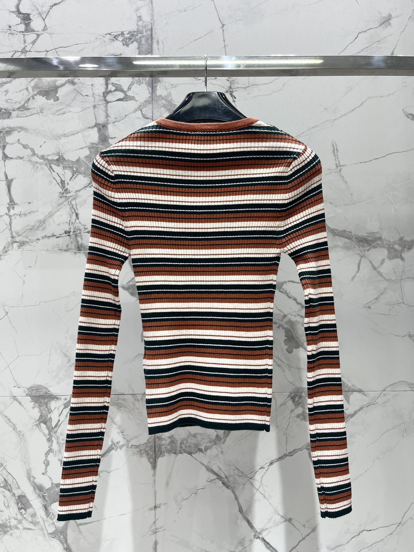 Celine Brown Striped Knit Top - Slim Fit, Vintage Style 9 i1756551650 6187 7