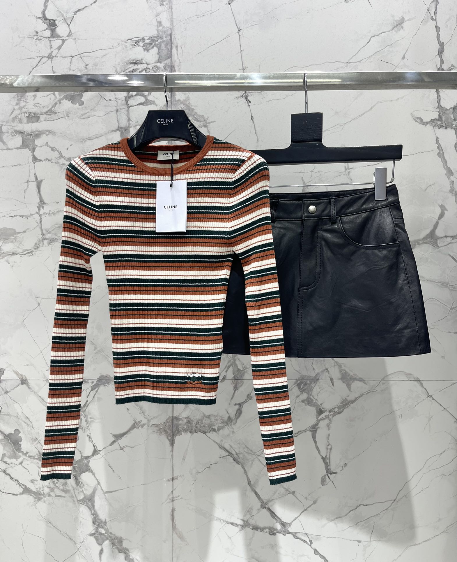 Celine Brown Striped Knit Top - Slim Fit, Vintage Style 10 i1756551650 9371 8