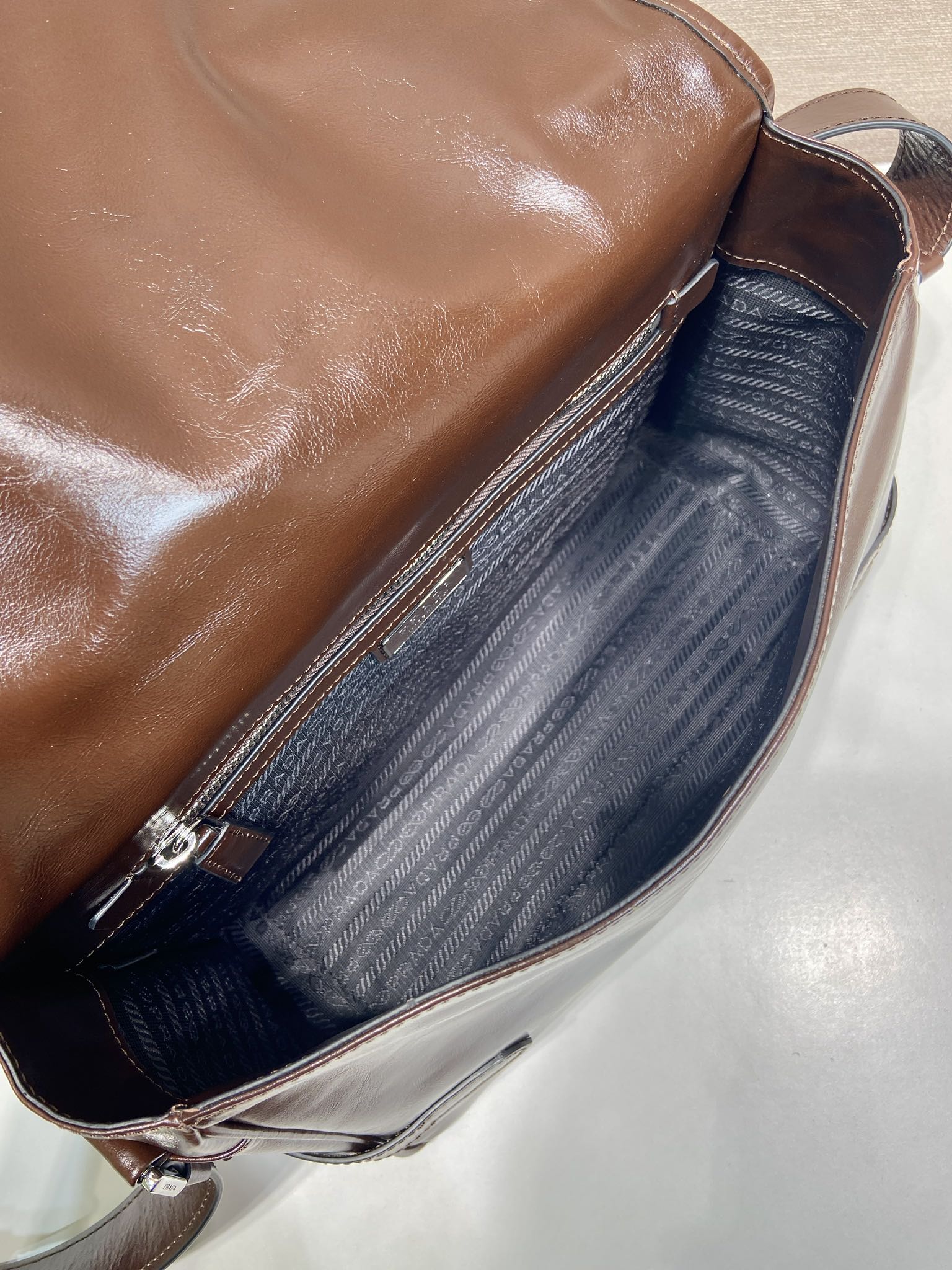 Prada Leather Messenger Bag - 2VD073, Adjustable Strap, Brown 9 i1756552198 2373 7