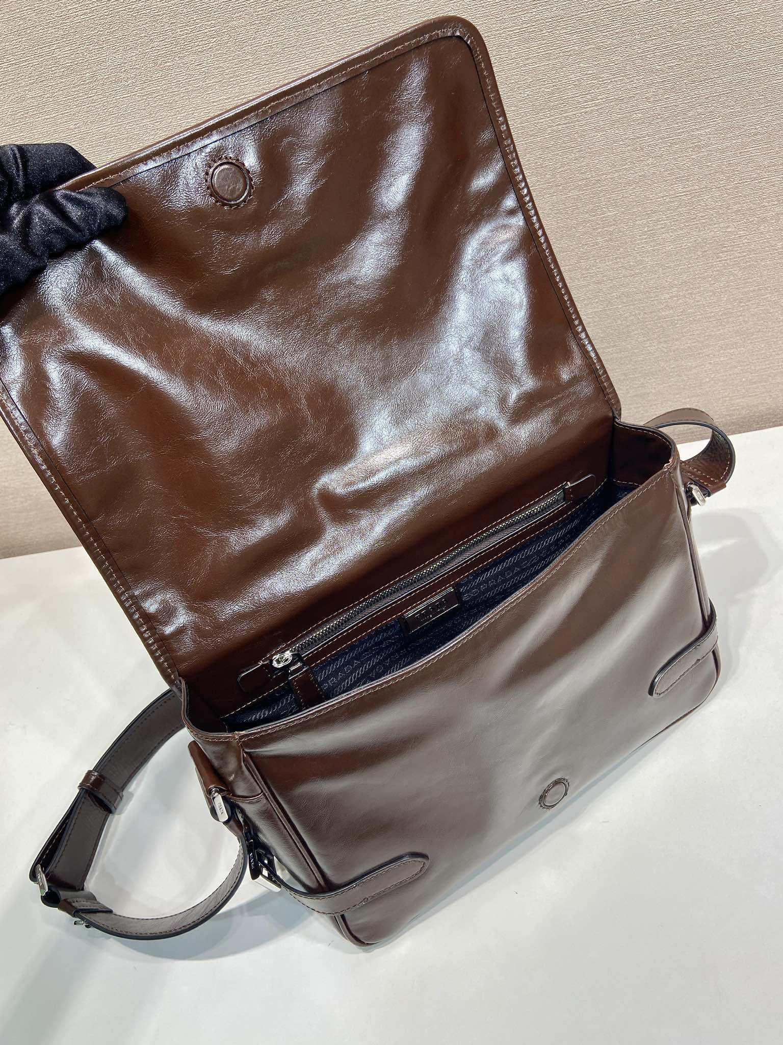 Prada Leather Messenger Bag - 2VD073, Adjustable Strap, Brown 8 i1756552198 2781 6