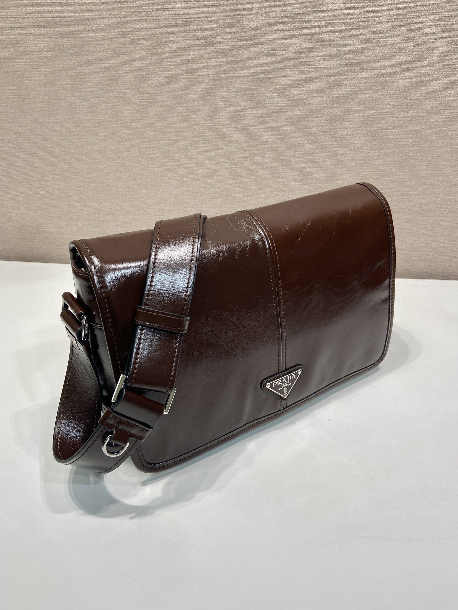 Prada Leather Messenger Bag - 2VD073, Adjustable Strap, Brown 3 i1756552198 9531 1