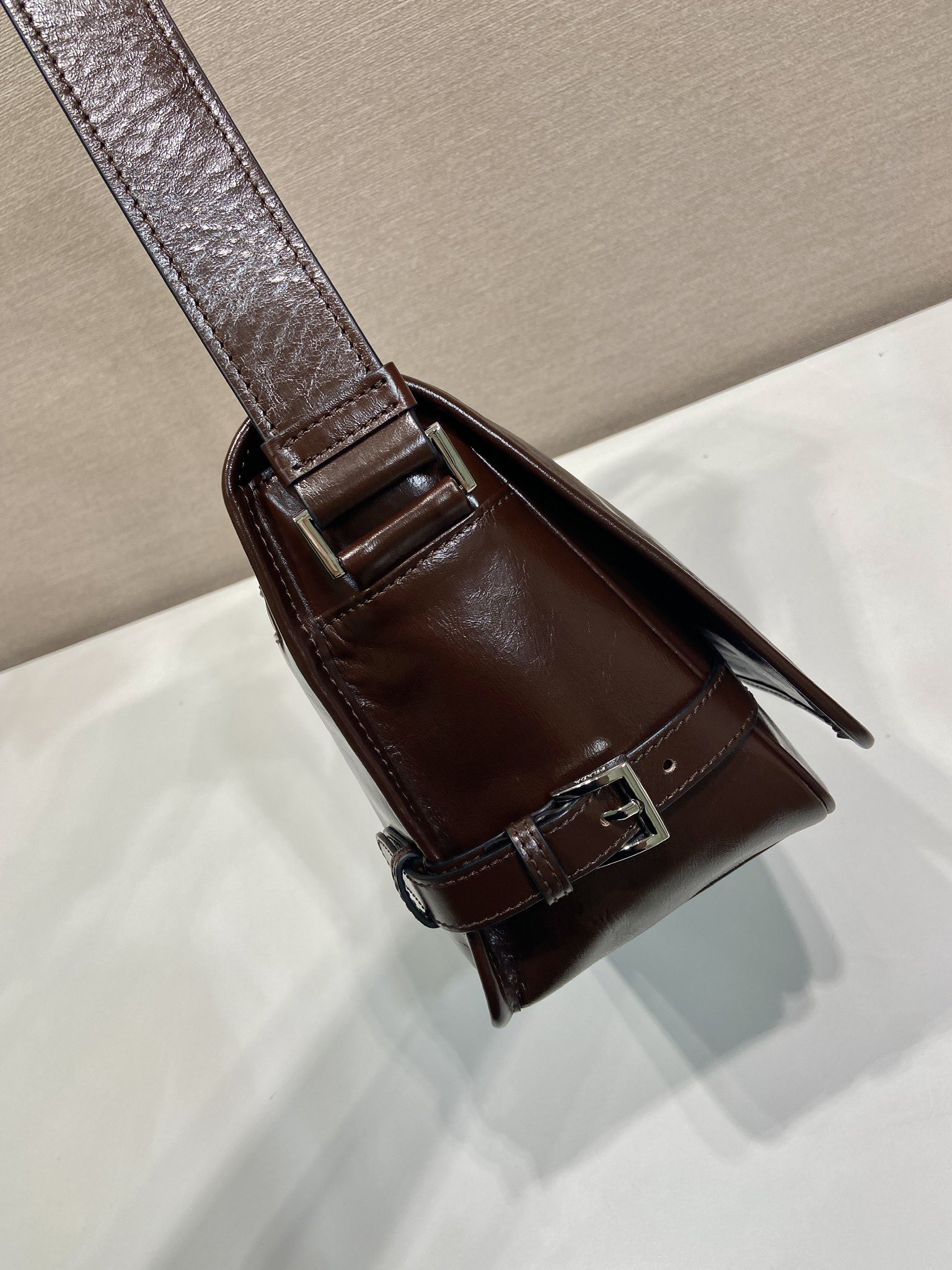 Prada Leather Messenger Bag - 2VD073, Adjustable Strap, Brown 6 i1756552198 980 4