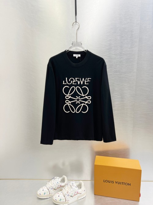 Loewe Embroidered Logo Long Sleeve T-Shirt Unisex Casual Cotton Top 1 Loewe Embroidered Logo Long Sleeve T-Shirt Unisex Casual Cotton Top