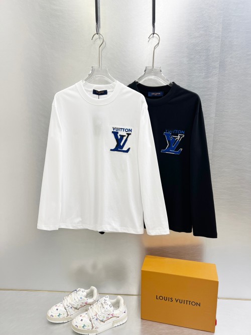 Louis Vuitton Embroidered Logo Long Sleeve T-Shirt Cotton Blend 1 Louis Vuitton Embroidered Logo Long Sleeve T-Shirt Cotton Blend