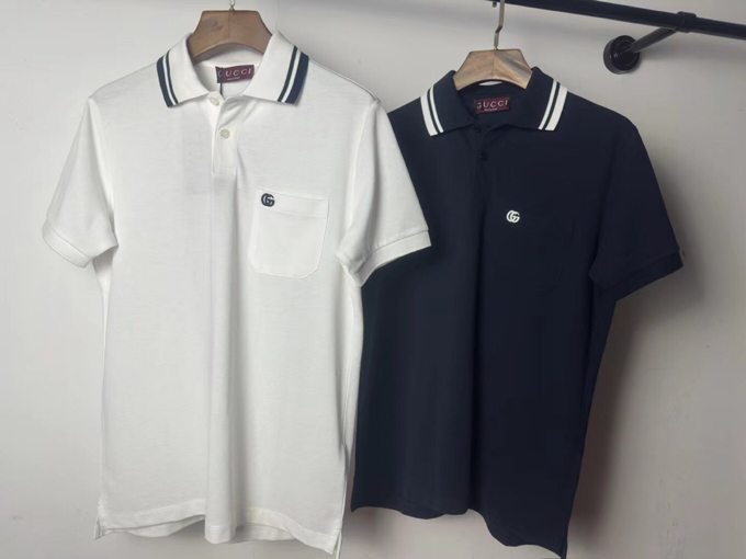 Gucci 古奇新款短袖翻领T恤POLO衫，珠地纯棉220克面料，经典款式，胸部口袋徽标刺绣设计，简约大