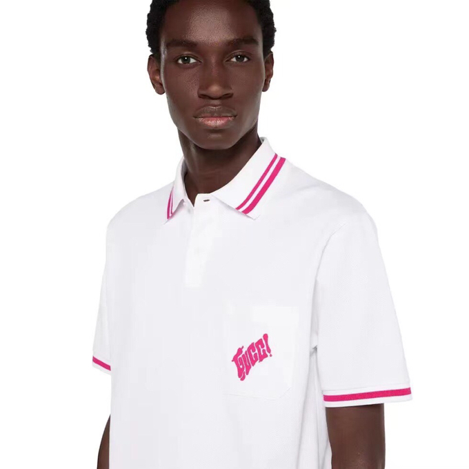 Gucci 古奇新款短袖翻领T恤POLO衫，珠地纯棉220克面料，经典款式，胸部口袋徽标刺绣设计，简约大