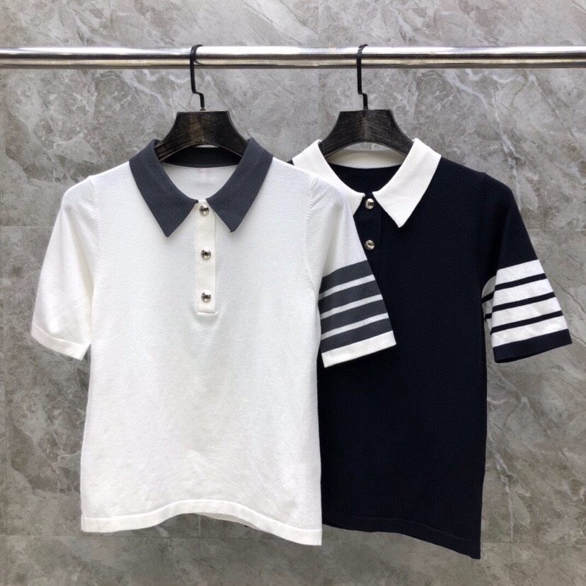 THOM BROWNE 汤姆布朗 TB 🌺后背风筝🪁🌺女款针织翻领T恤Polo衫 \n码数：0-2 颜色