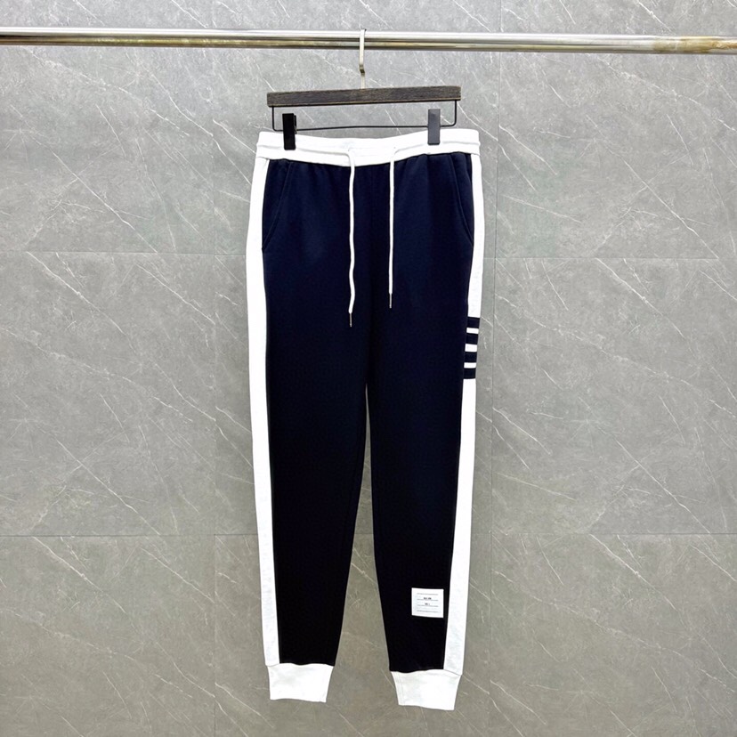 THOM BROWNE 汤姆布朗 TB新季白边侧四杠卫裤 男女同款情侣休闲裤，\n码数：1-5 颜色：灰