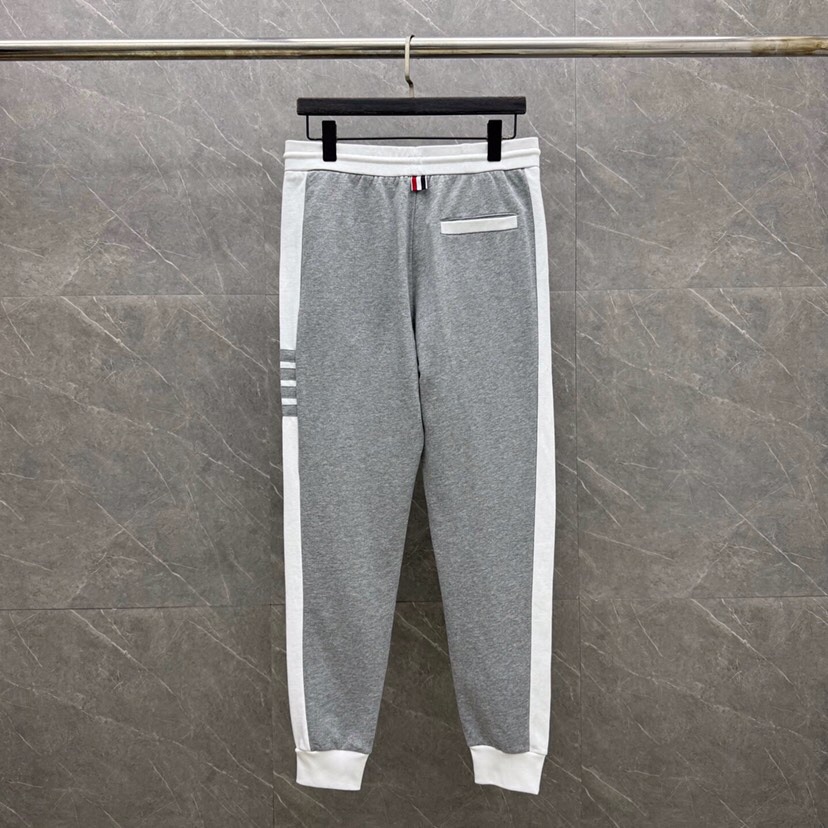 THOM BROWNE 汤姆布朗 TB新季白边侧四杠卫裤 男女同款情侣休闲裤，\n码数：1-5 颜色：灰