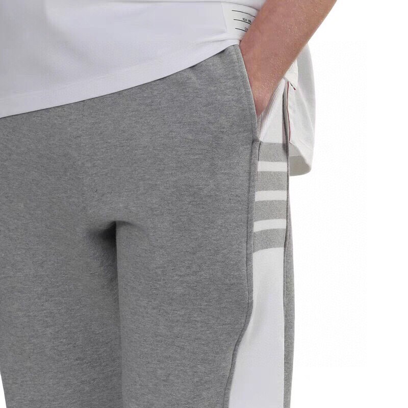 THOM BROWNE 汤姆布朗 TB新季白边侧四杠卫裤 男女同款情侣休闲裤，\n码数：1-5 颜色：灰