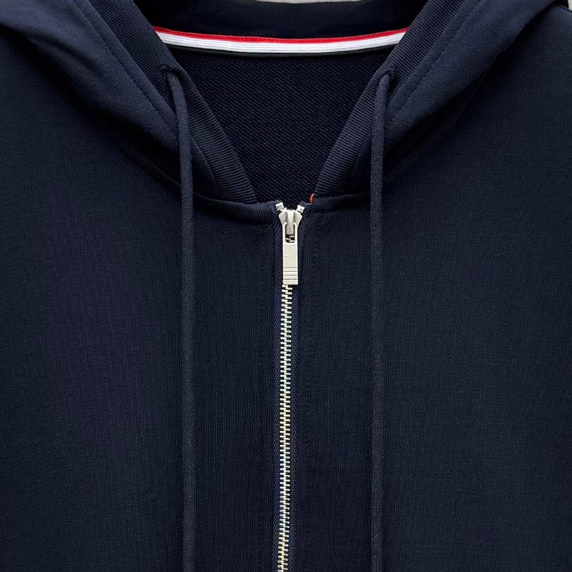 THOM BROWNE 汤姆布朗 TB白边侧四杠拉链连帽外套 男女同款情侣款连帽卫衣拉链开衫外套\n码数