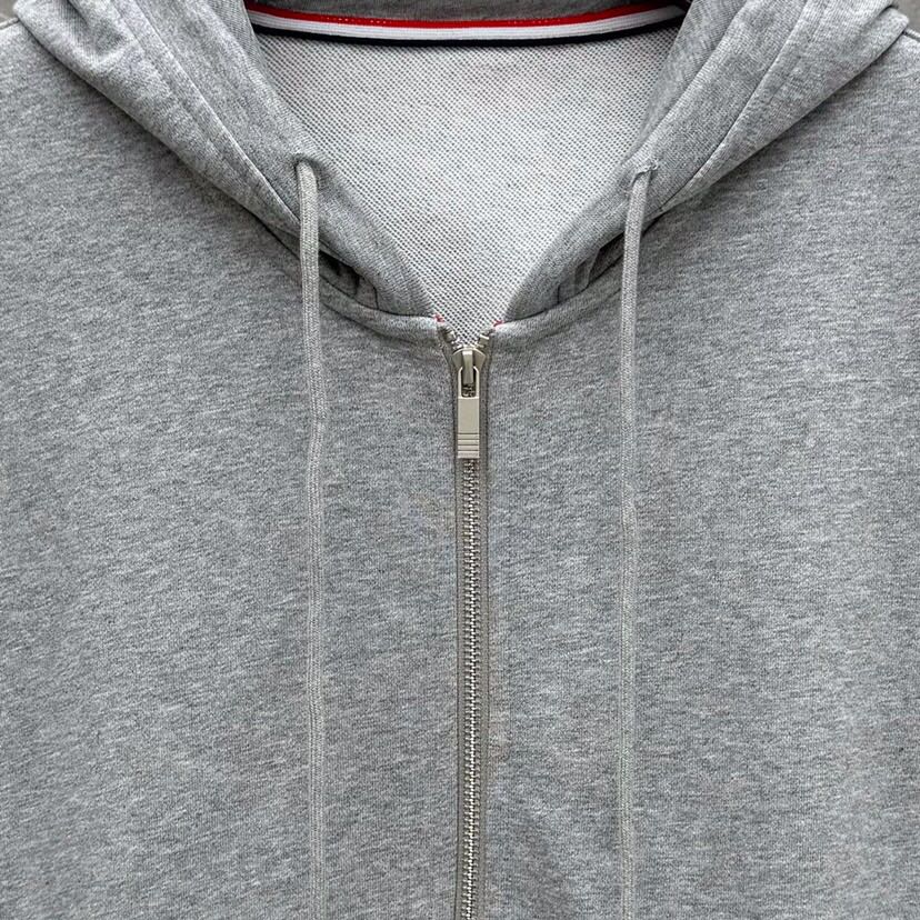 THOM BROWNE 汤姆布朗 TB白边侧四杠拉链连帽外套 男女同款情侣款连帽卫衣拉链开衫外套\n码数