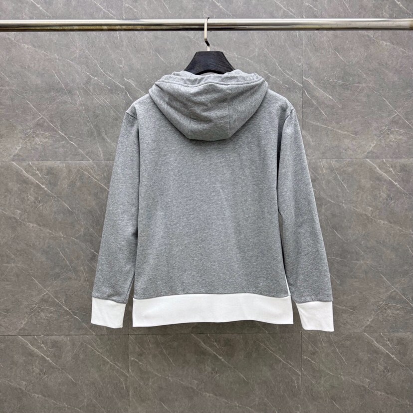 THOM BROWNE 汤姆布朗 TB白边侧四杠拉链连帽外套 男女同款情侣款连帽卫衣拉链开衫外套\n码数