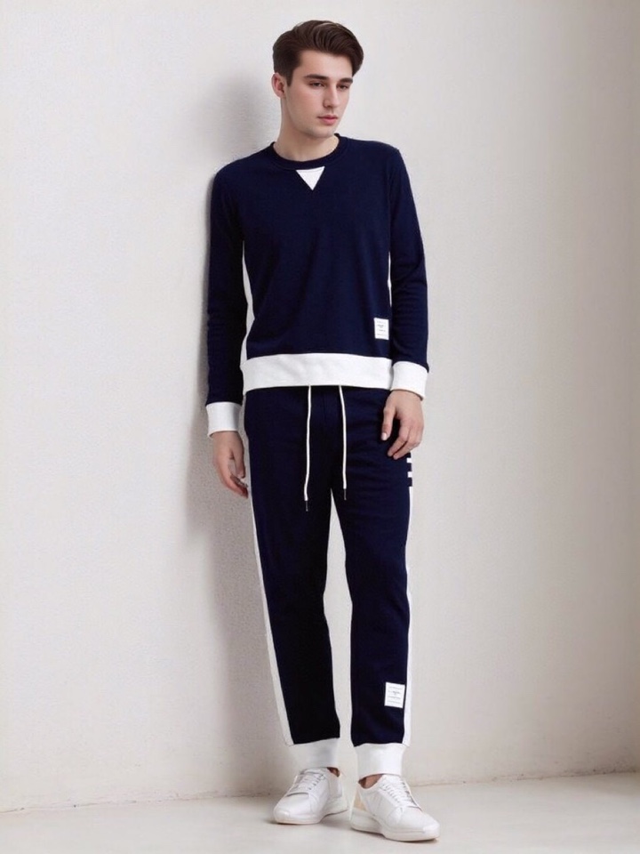 THOM BROWNE 汤姆布朗 TB新季白边侧四杠卫衣男女同款情侣款圆领套装\n码数：1-5 颜色：灰