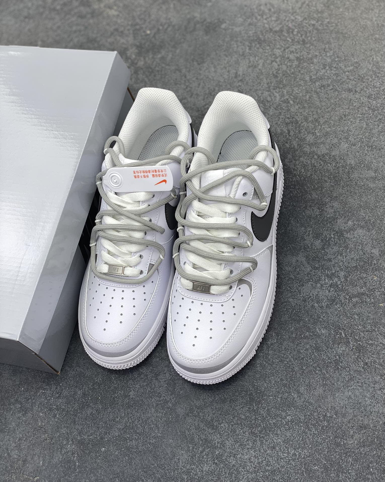 图片[8]-福利特价  Nike Air Force 1 Low’07 喷绘 白灰 空军一号绑带低帮休闲板鞋 定制皮料 原厂3D打印 定制鞋盒 原楦原纸板 纯正空军版型 内置全掌气垫 货号：ZH0316-017 尺码：36 36.5 37.5 38 38.5 39 40 40.5 41 42 42.5 43 44 44.5 45-选品中心