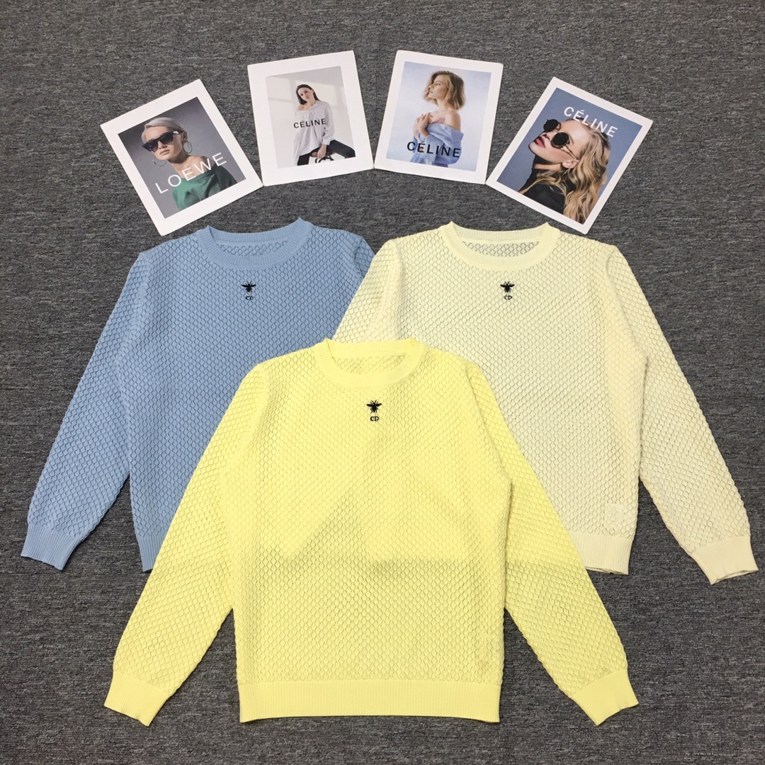 NO:489085,0261 Dijia new round neck hollow sweater SML apricot, blue, yellow, dior, alexander wang198609090261 迪家新款圆领镂空针织衫 SML 杏色、蓝色、黄色,,dior,alexander wang,Women's clothing
