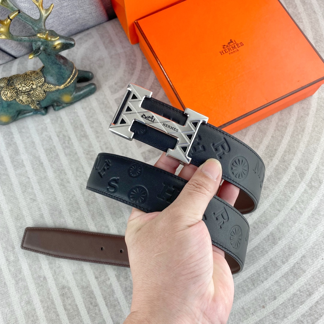 爱马仕💕 特种皮腰带系列 ，原厂五金精品不锈钢扣，手感柔软舒适 宽3.8CM。