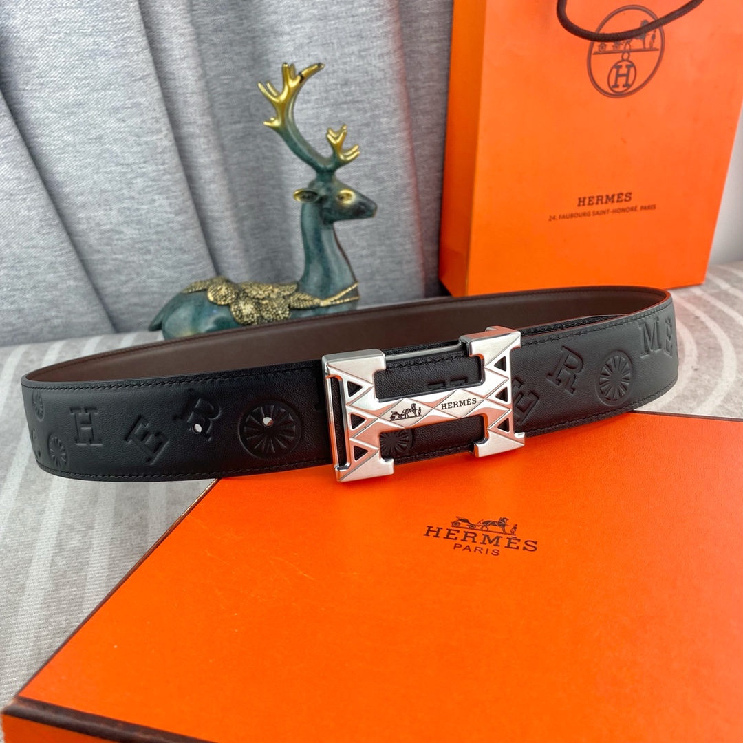 爱马仕💕 特种皮腰带系列 ，原厂五金精品不锈钢扣，手感柔软舒适 宽3.8CM。