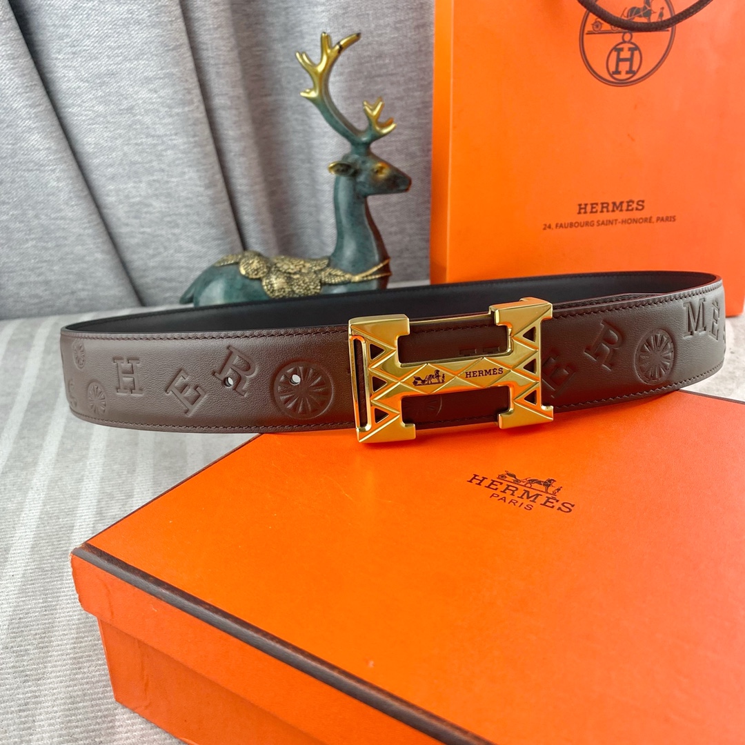 爱马仕💕 特种皮腰带系列 ，原厂五金精品不锈钢扣，手感柔软舒适 宽3.8CM。