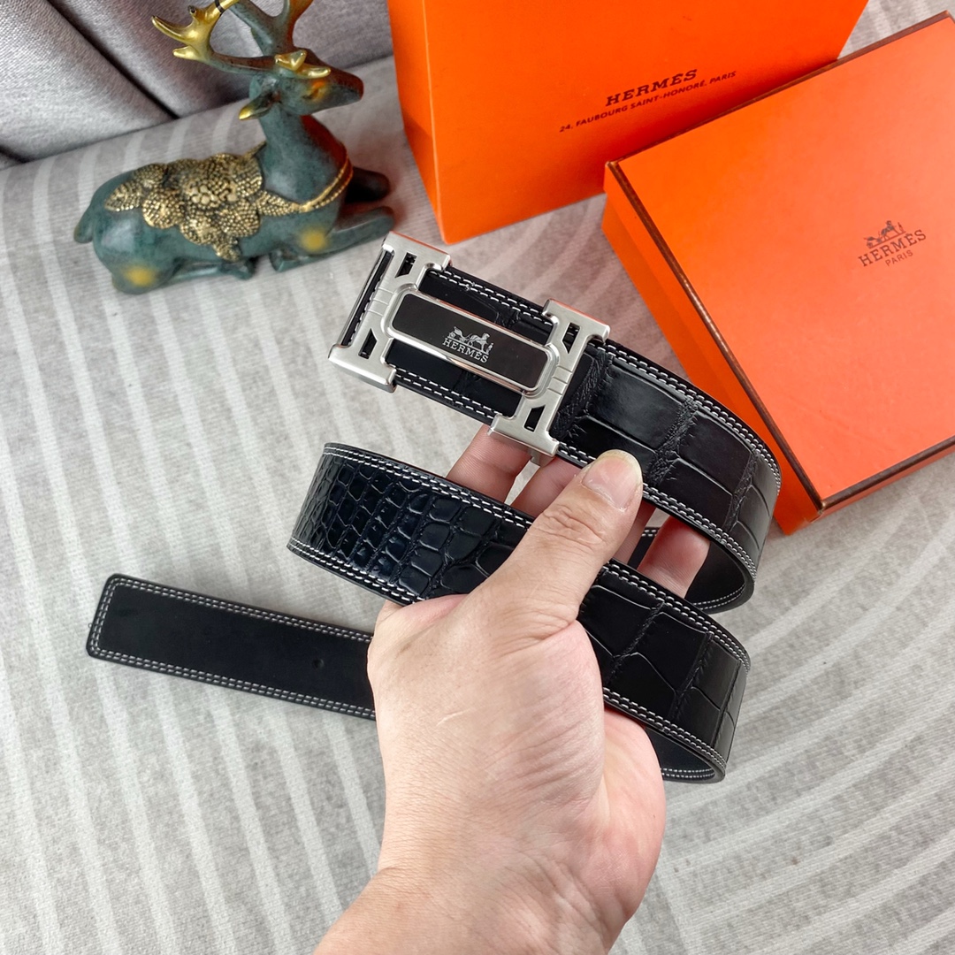 爱马仕💕 特种皮腰带系列 ，原厂五金精品不锈钢扣，手感柔软舒适 宽3.8CM。