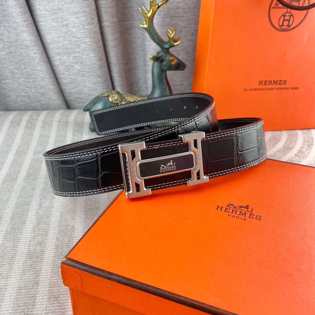 爱马仕💕 特种皮腰带系列 ，原厂五金精品不锈钢扣，手感柔软舒适 宽3.8CM。