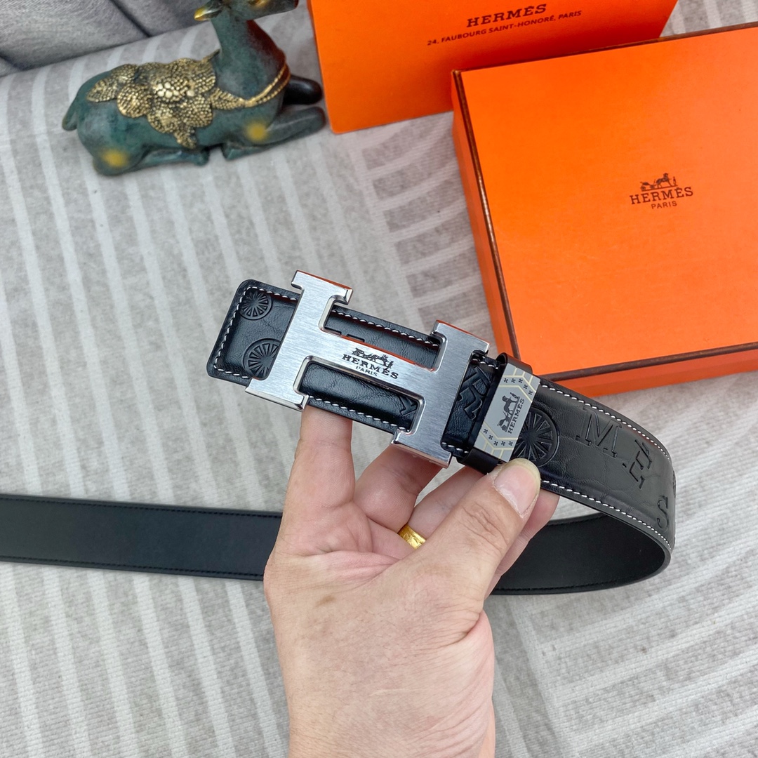 爱马仕💕 特种皮腰带系列 ，原厂五金精品不锈钢扣，手感柔软舒适 宽3.8CM。