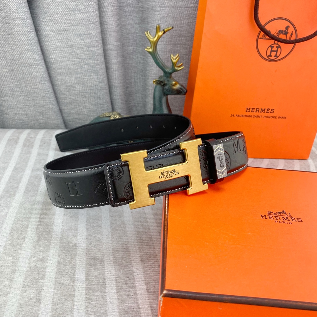 爱马仕💕 特种皮腰带系列 ，原厂五金精品不锈钢扣，手感柔软舒适 宽3.8CM。