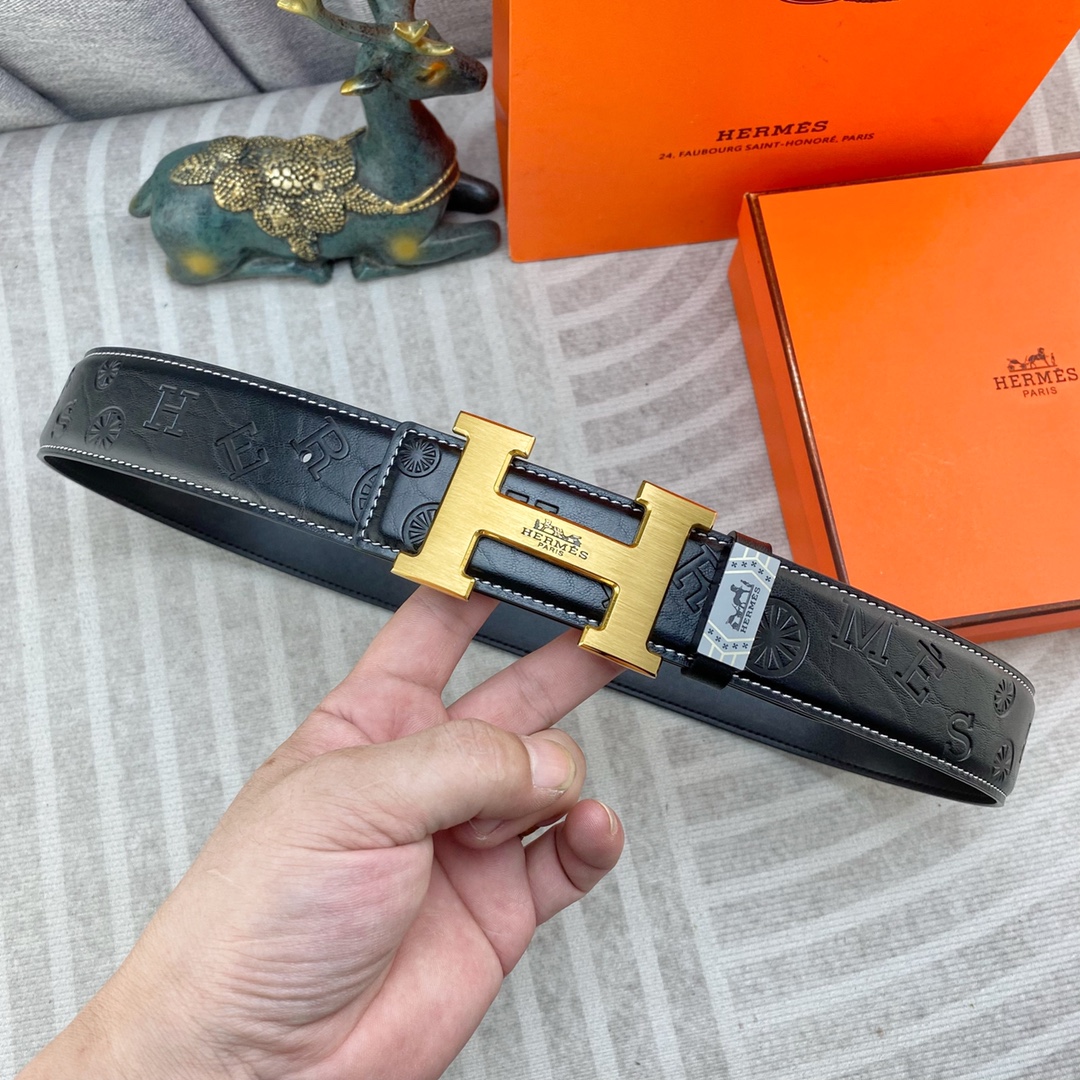 爱马仕💕 特种皮腰带系列 ，原厂五金精品不锈钢扣，手感柔软舒适 宽3.8CM。