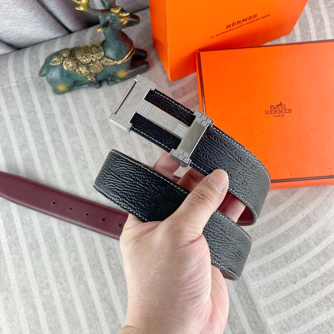 爱马仕💕 特种皮腰带系列 ，原厂五金精品不锈钢钻扣，手感柔软舒适 宽3.8CM。