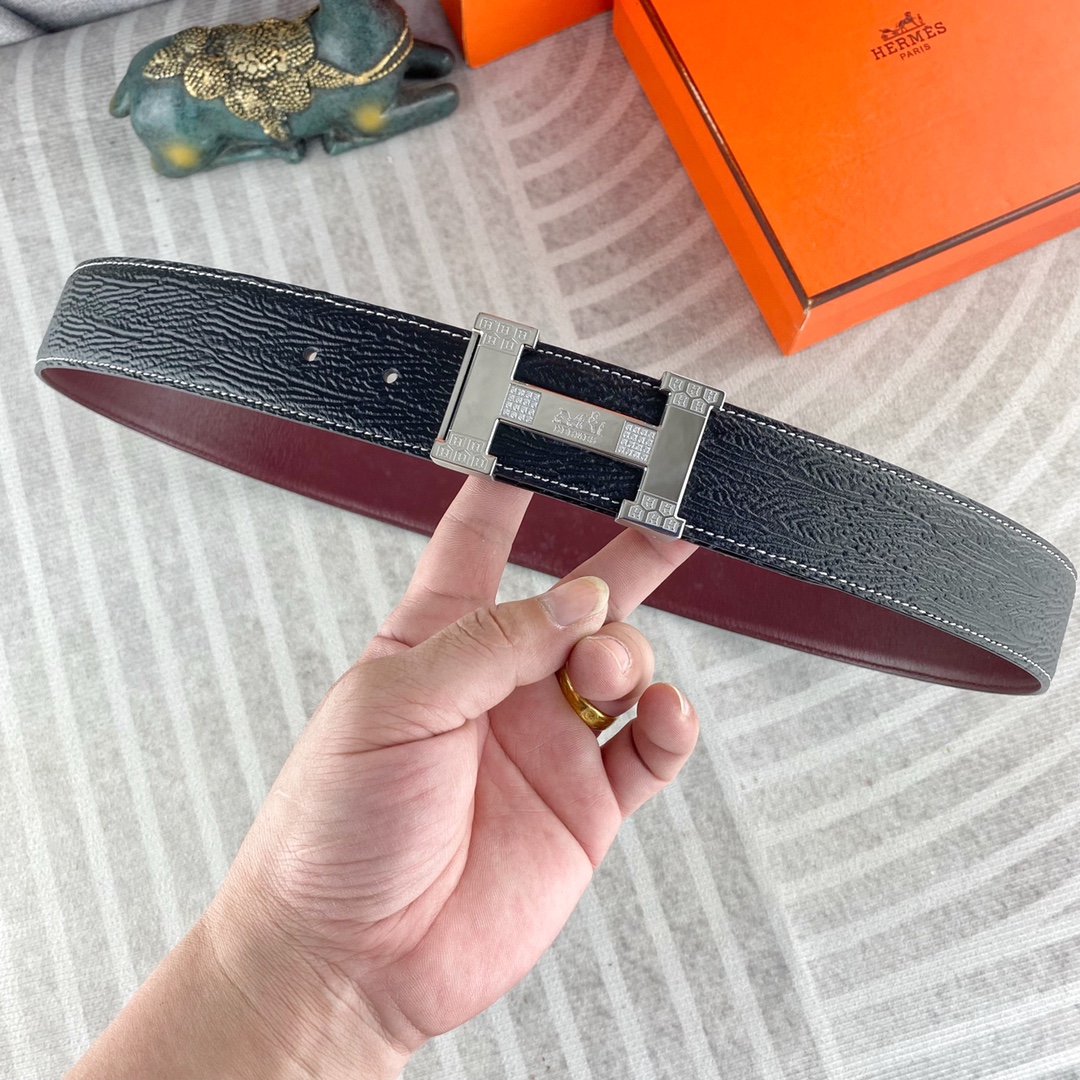 爱马仕💕 特种皮腰带系列 ，原厂五金精品不锈钢钻扣，手感柔软舒适 宽3.8CM。