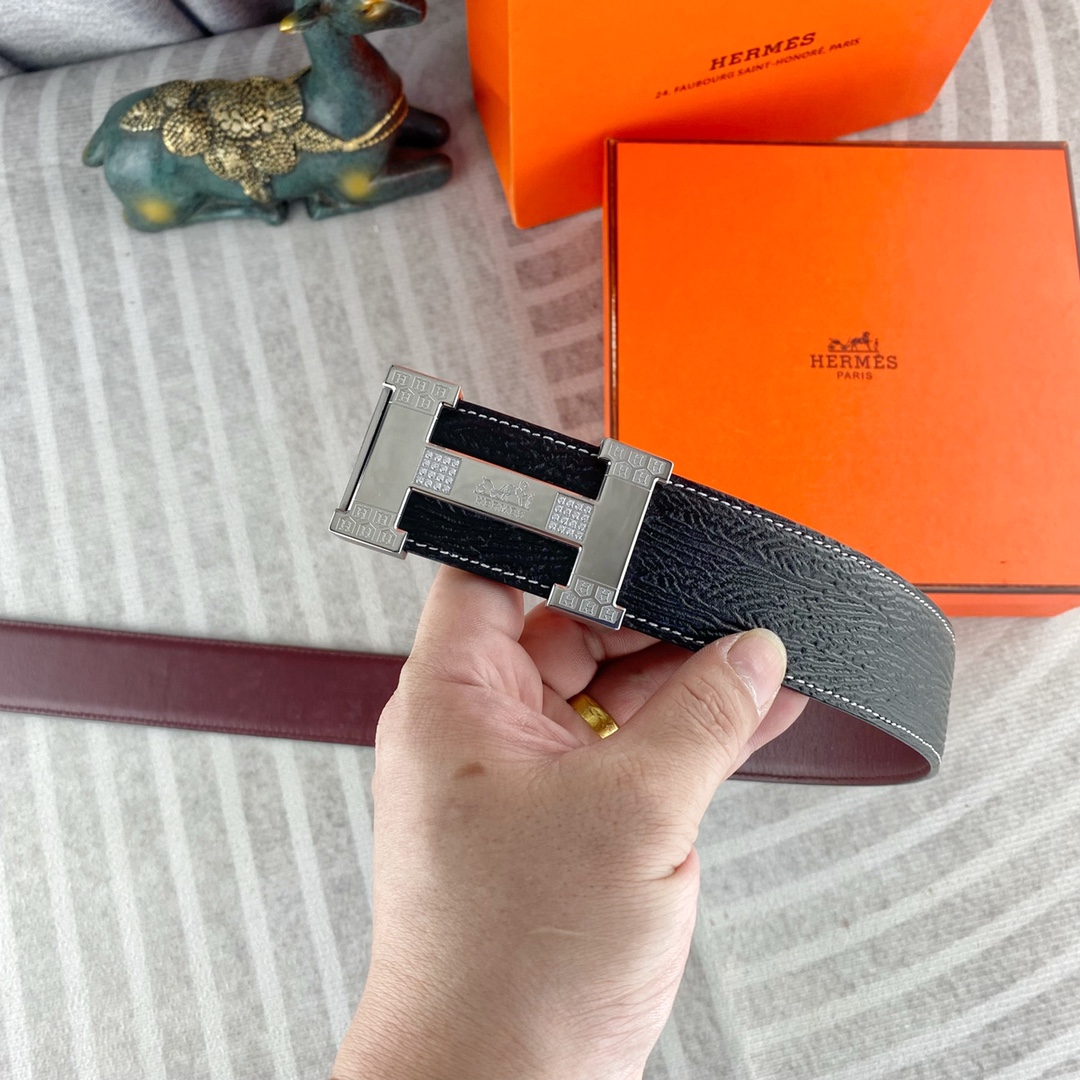 爱马仕💕 特种皮腰带系列 ，原厂五金精品不锈钢钻扣，手感柔软舒适 宽3.8CM。