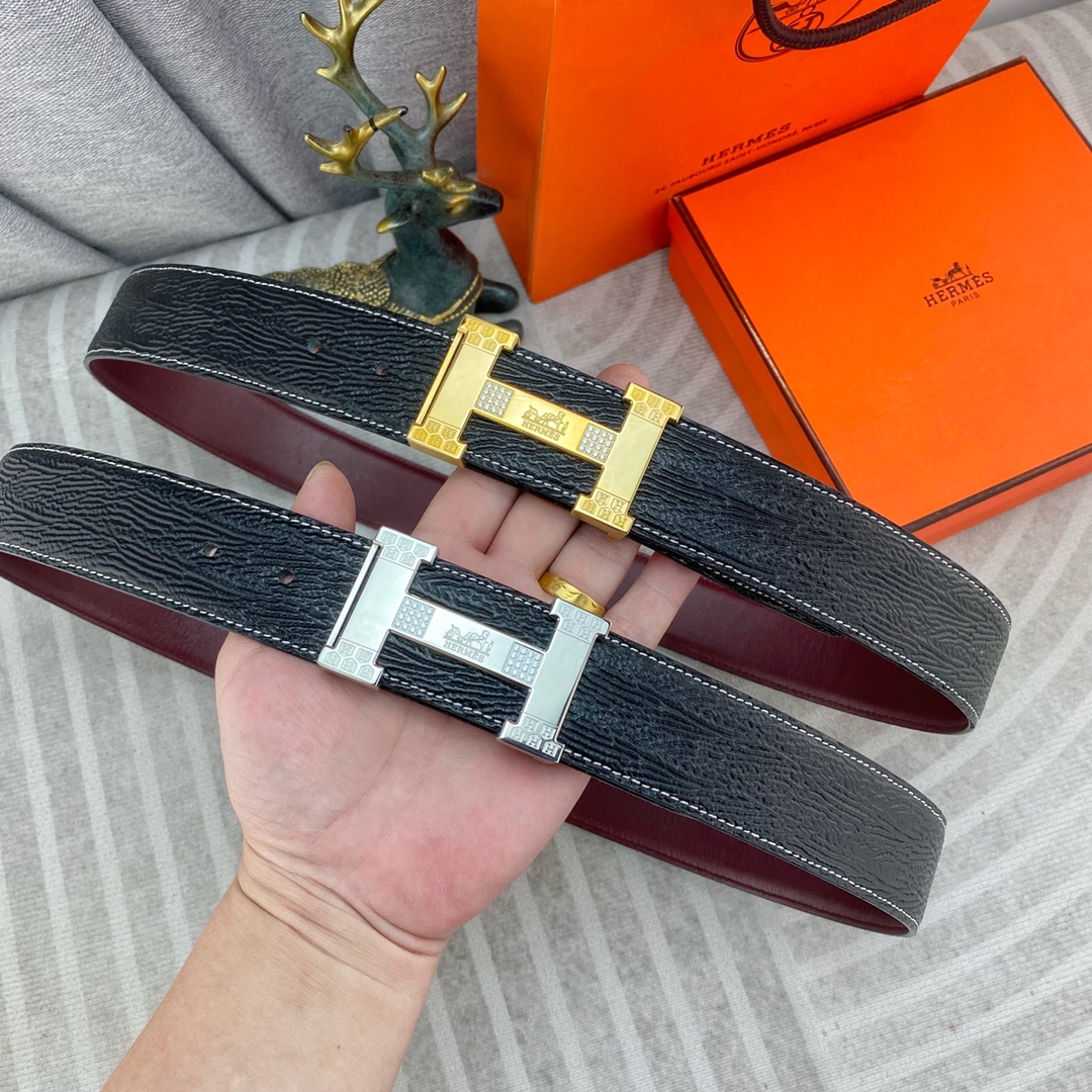 爱马仕💕 特种皮腰带系列 ，原厂五金精品不锈钢钻扣，手感柔软舒适 宽3.8CM。