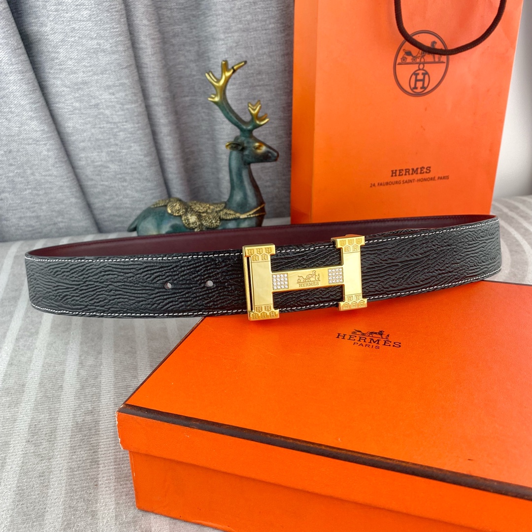 爱马仕💕 特种皮腰带系列 ，原厂五金精品不锈钢钻扣，手感柔软舒适 宽3.8CM。