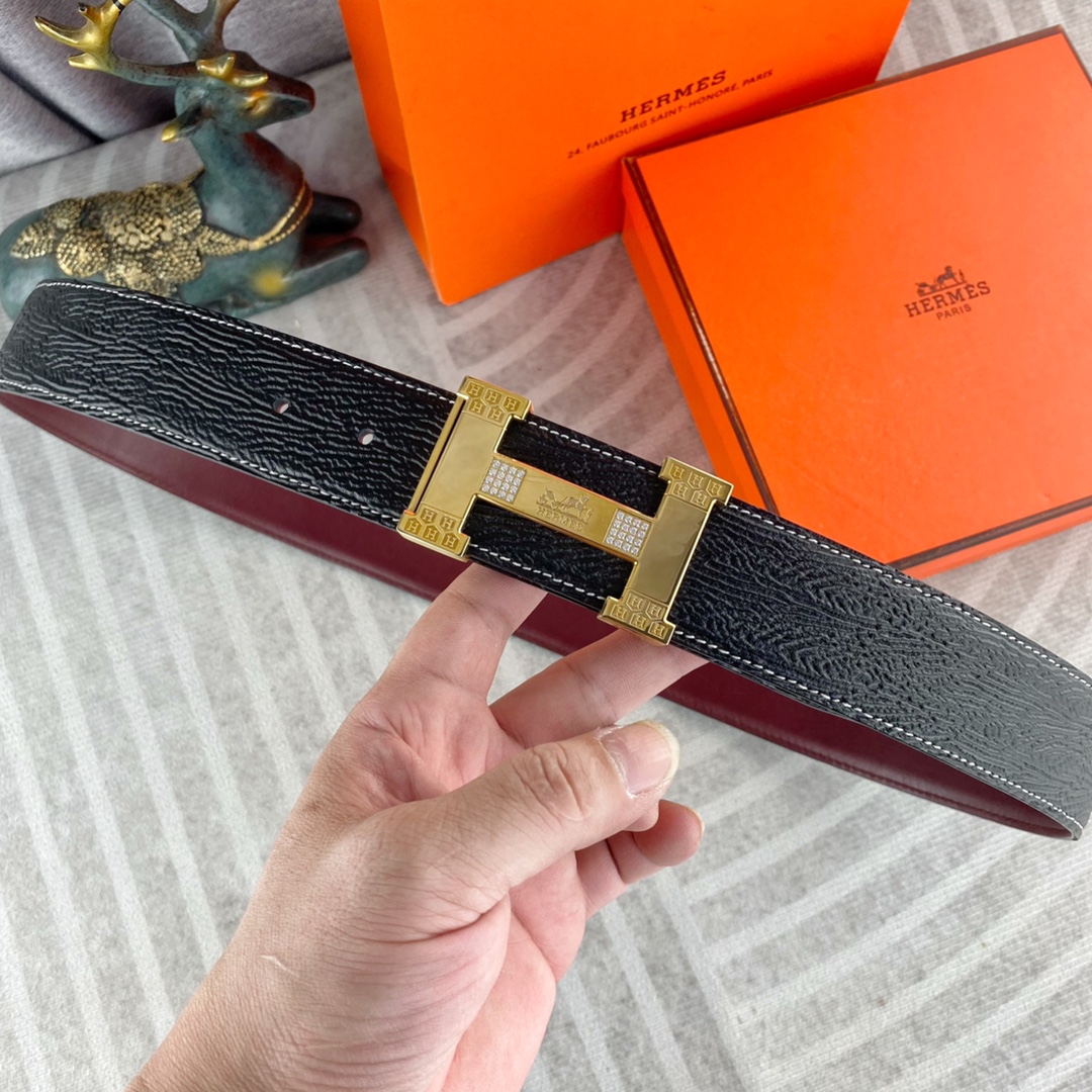 爱马仕💕 特种皮腰带系列 ，原厂五金精品不锈钢钻扣，手感柔软舒适 宽3.8CM。