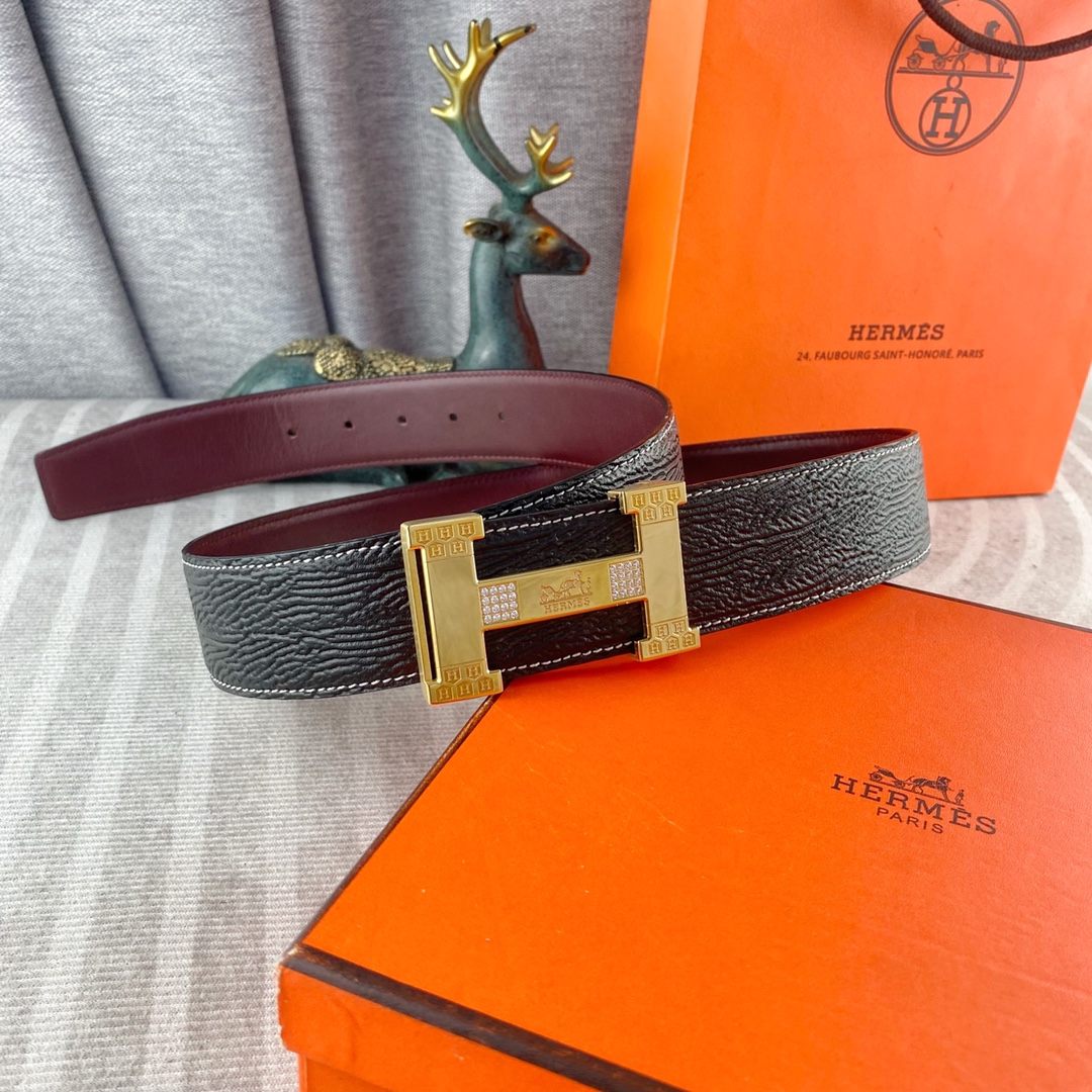 爱马仕💕 特种皮腰带系列 ，原厂五金精品不锈钢钻扣，手感柔软舒适 宽3.8CM。