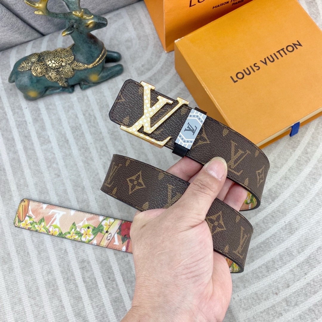 LV💕 特种皮腰带系列 ，原厂五金精品不锈钢扣，手感柔软舒适 宽3.8CM。
